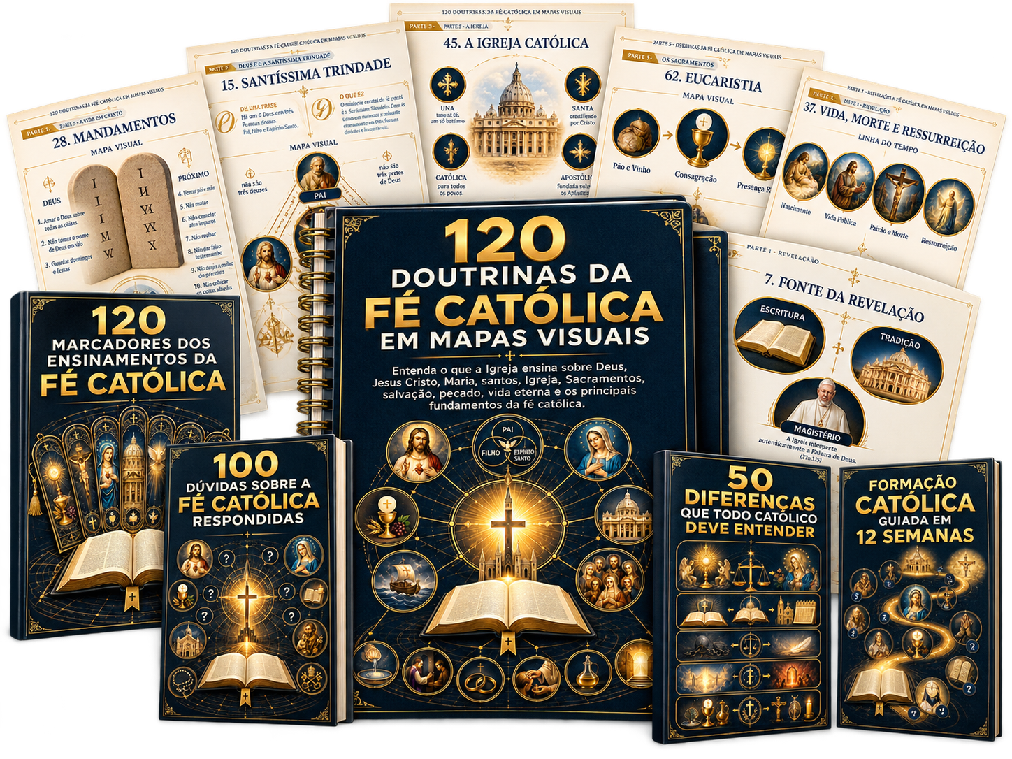 120 Doutrinas da Fé Católica em Mapas Visuais + 4 bônus